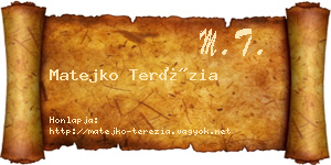 Matejko Terézia névjegykártya